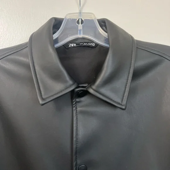 Zara Classic Black Leather Jacket - Picture 3 of 8